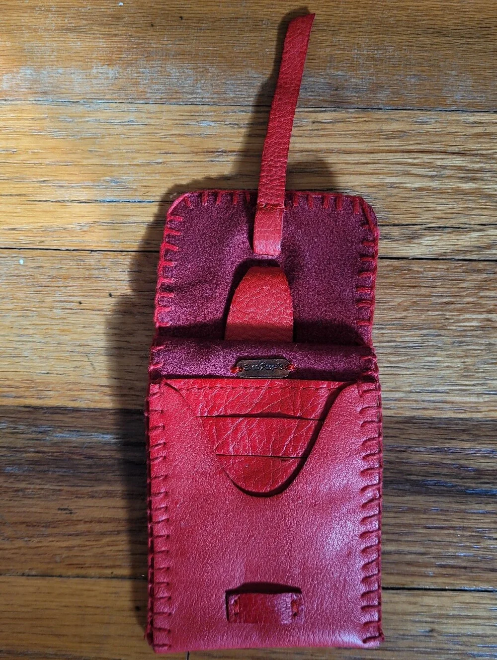 Free People Concho Keychain Red Leather Mini Wallet Key And Card Holder